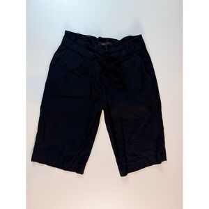 BCBGMAXAZRIA Black Linen Blend Tie Waist Bermuda Shorts Womens Size 0 High Rise
